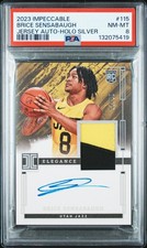 2023 PANINI IMPECCABLE JSY AUTO-HOLO SILVER #115 BRICE SENSABAUGH 19/25 PSA 8