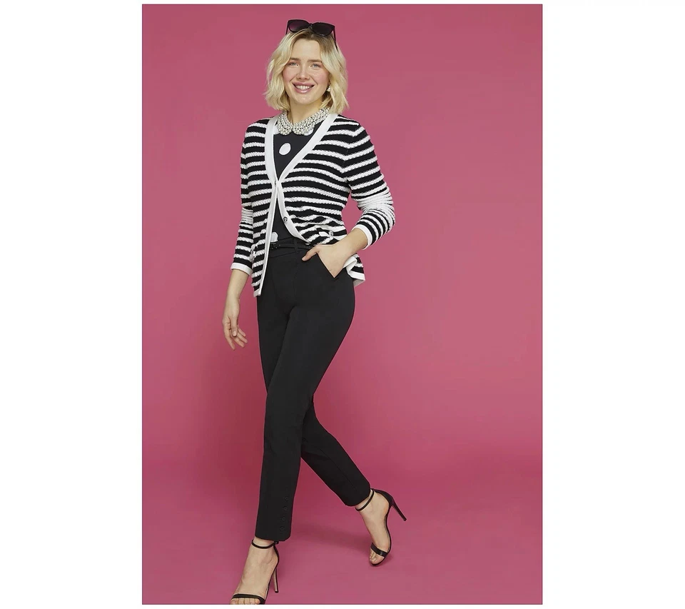 Pantalones al tobillo Isaac Mizrahi Live Tall 24/7 elásticos Icono talla 8T negros A692860 Foto 2 de 4