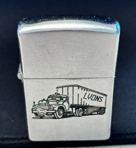 Vintage, ZIPPO Lighter (LYONS TRUCKING) Signature engraved on backside