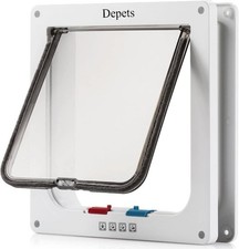 Large Cat Door Outer Size 9.9" X 9.2" , 4 Way Locking Cat Flap Door for Interio