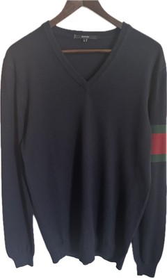 黒の長袖ニット GUCCI Vネック 860442_XKFG7_1043_001_100_0000 金具付き トップス