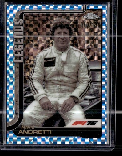 Mario Andretti [Checker Flag Refractor] #161 2025 Topps Chrome Formula 1 card