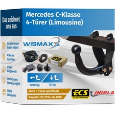 ANHÄNGERKUPPLUNG starr passt für Mercedes C-Klasse W205 14-18 +13pol ESatz ECS