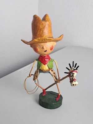 Lori Mitchell 'Getty Up Lil' Cowboy' HTF Hand Painted Folk Stick Horse Figurine