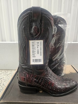 Ferrini Men's Caiman Alligator Round Toe Black Cherry Cowboy Boots 10 D. NWT