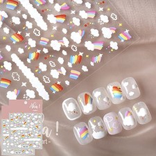 Nail Art Stickers Decals Cute Iridescent Cloud Nail Art Sticker Rainbow Cloud