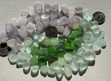 95 Surf Tumbled Seaglass gems, Pale Blue, Light green/Seafoam, Lavender Smalls