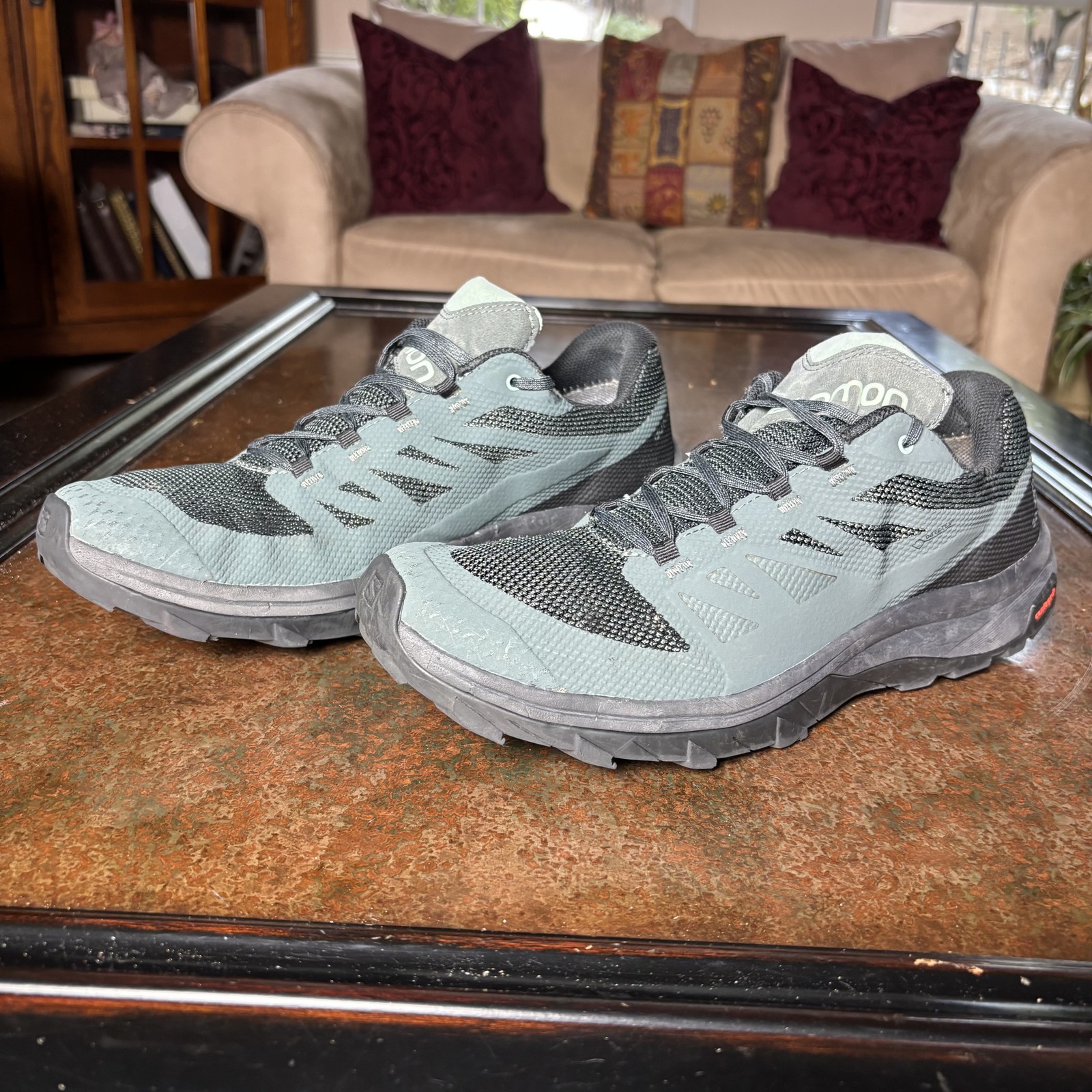 Scarpe Salomon Outline Gore Tex GTX da uomo taglia 12 5 nere grigie trail running escursionismo