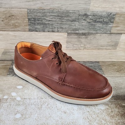 Hush Puppies Gus Mens Oxfords Shoes Sz 10 W Brown White Leather Moc Toe Sneaker