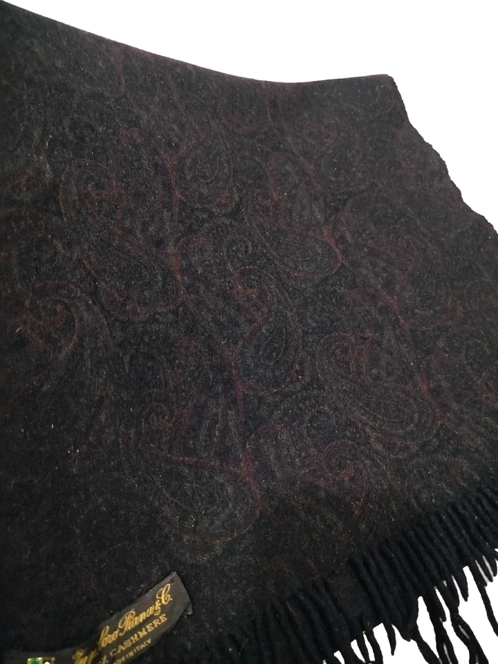 Loro Piana Bufanda Estola Envoltura Cachemira 100% Hecho en Italia Negro con Motivo Foto 2 de 4