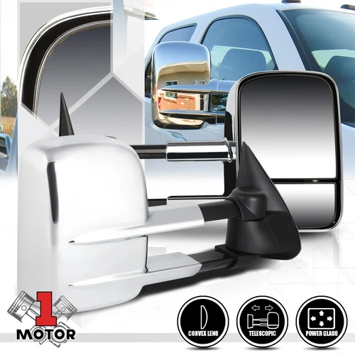 [Pair] Chrome Power Telescoping Towing Mirror for 88-00 C/K C10 Tahoe/Suburban