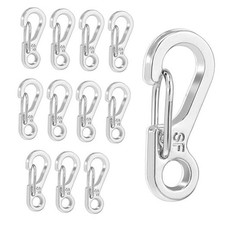 Molain 12 Pcs Tiny Carabiner Clip Metal Small Spring Snap Hooks, 1 inch Silver