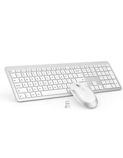 Combo Wireless Keyboard  Mouse, Slim Thin, Quiet, Full-Size Adjustable DPI 2.4G