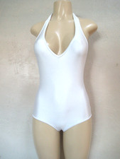 NEW American Apparel size XS Shiny Nylon Tricot 1PC Swimsuit WHITE