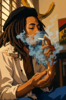 Jamaican Singer Bob Marley Anime Cartoon Art Poster Picture Photo 