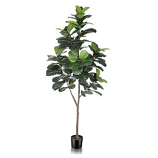 Artificial Fiddle Leaf Fig Tree - 6.5ft Faux Ficus Lyrata Plant with 6ft 6in