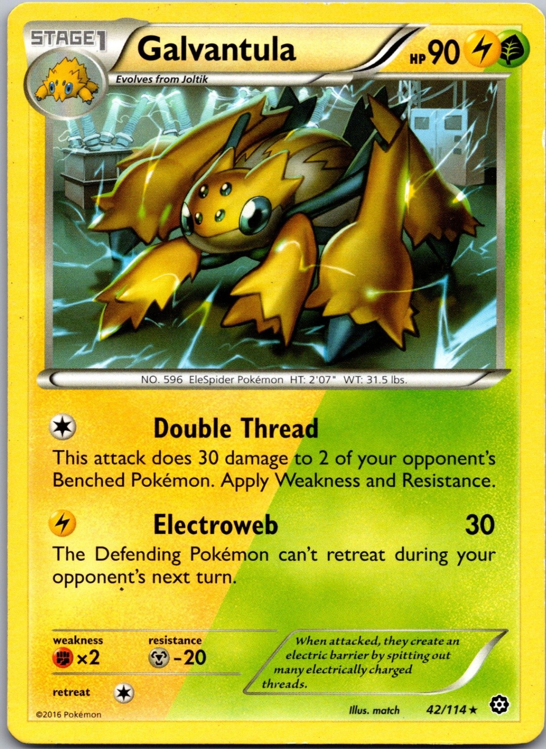 Galvantula Regular Rare XY - Steam Siege 42/114 NM-LP