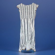 Böhme Striped Midi Dress Ruffle Hem Sleeveless Casual Summer Size S Blue White