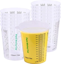 Paint Mixing Cups, Pack of 12 with 3 Lids, 72-fl oz, Solvent Resistant,