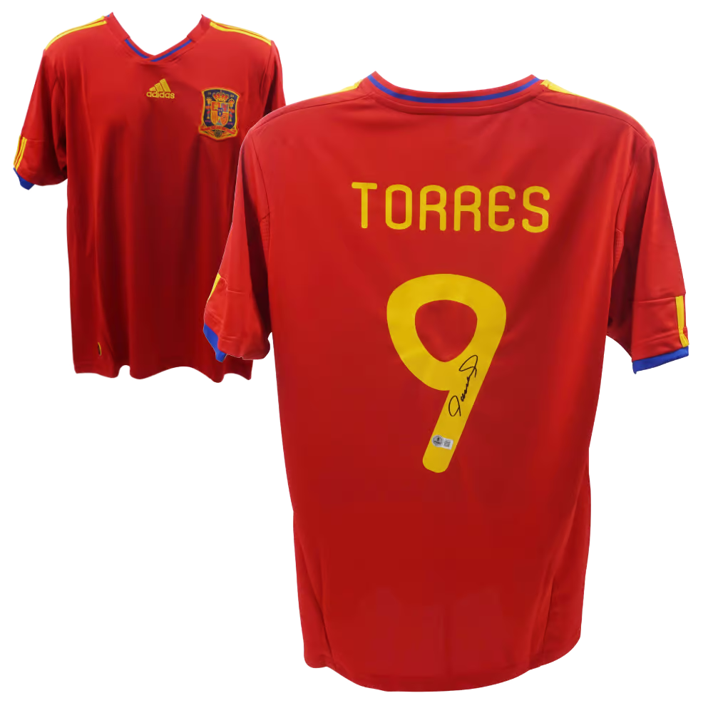 Fernando Torres Signed Spain FC Home Soccer Jersey #9 with Beckett