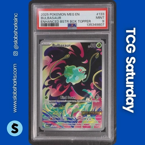 2025 POKEMON MEGA EVOLUTION E.B. BOX TOPPER PROMO #133/132 BULBASAUR PSA 9