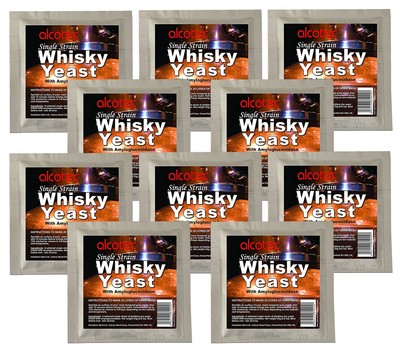 10x Alcotec Single Strain Whisky Yeast Makes 25L Grain Whiskey Mash Homebrew