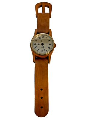 Vintage Wood Watch Clock wall desk handcrafted 15  deco. Battery included