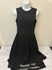 Calvin Klein Dress Womens 4 Sleeveless Zip Tiered Layered Black Empire Waist E
