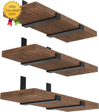 12 Inch Heavy Duty Floating Shelf Bracket, Wall Mounting Industrial Black Shelf