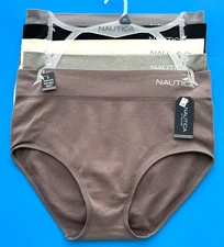5 pairs 1X,2X,3X Nautica NT9948 Nylon Brief Underwear Panties Fit Stretch Ribbed