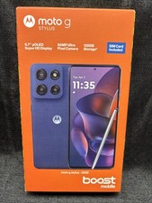 Motorola Moto G Stylus 2025, 128GB, Blue - Boost Mobile Prepaid Smartphone - New