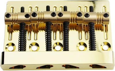 Guyker 4 String High Mass Bass Bridge with Vintage CNC Machined Brass Gold 
