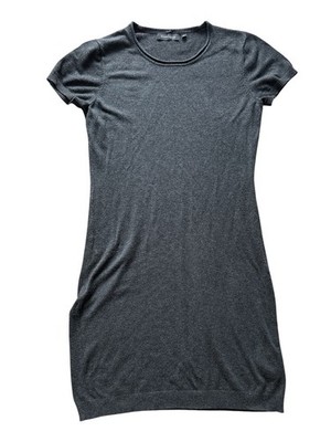 Mark Adam New York Gray Solid Knit Sheath Dress 38 Short Sleeve Scoop Pullover