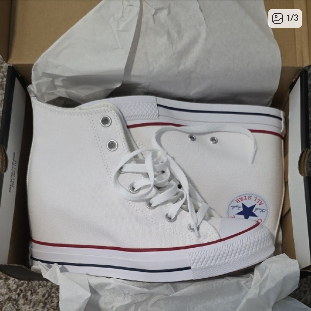 Converse All Star High Top White Canvas Lace Up Sneakers