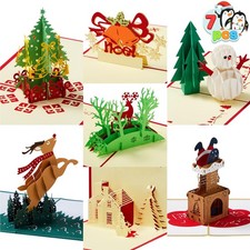 7 Pack Pop up Christmas Cards, 3D Greeting Cards with Unique Designs and Envelop