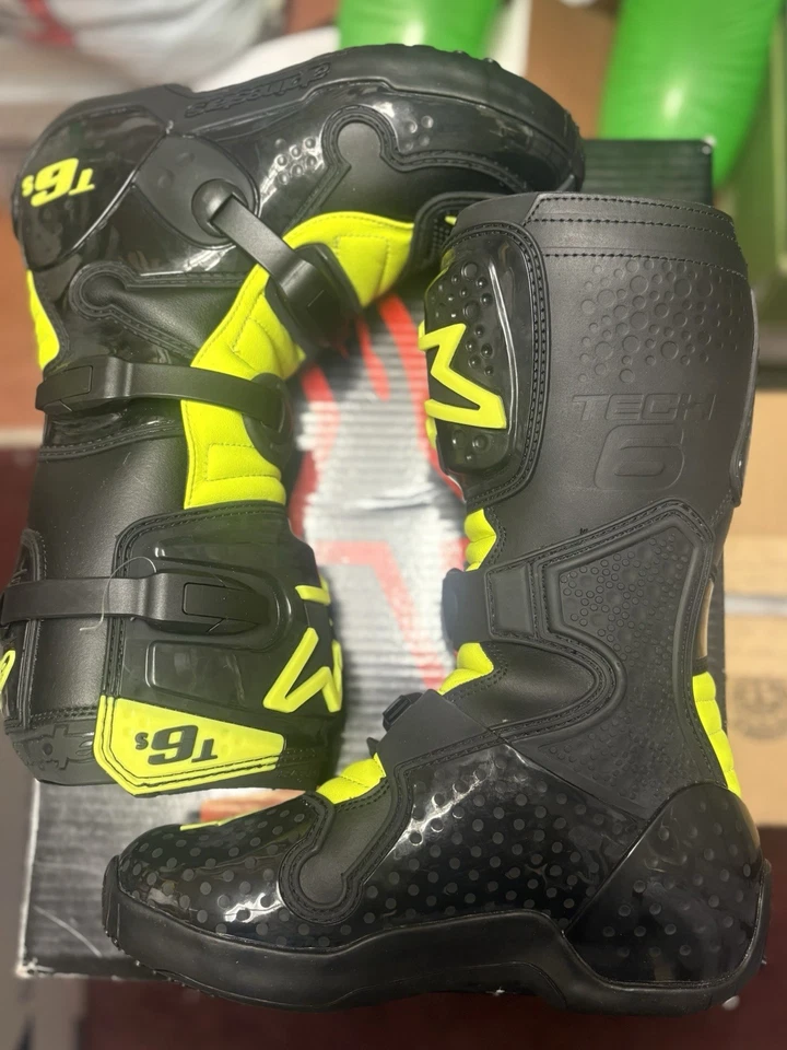 Alpinestars Tech 6 S Black and Yellow Men’s Size 7 Motocross Boots NEW - Image 3 of 4