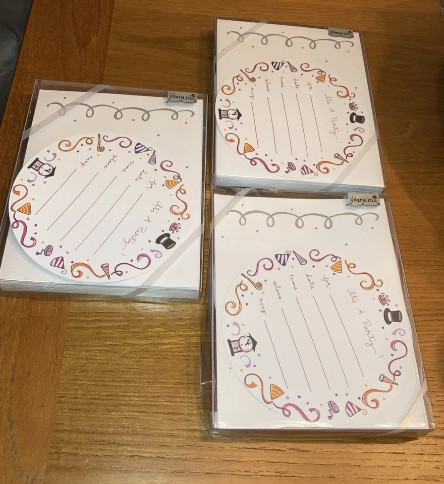 3 Paquetes Mara Mi "It's A Party" 30 Tarjetas Invitaciones Total Nuevo Con Etiquetas Foto 4 de 4