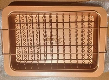 NEW NWOB GOTHAM STEEL Copper Bacon Bonanza Baking Rack Drip Pan 12 Slice 9 x 13