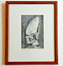 R Burson Re Egizio A/P cornice stampa firmata e incorniciata misura 9" x 11"