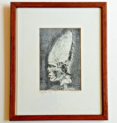R Burson Egyptian King A/P signed and framed print frame size 9'' x 11''