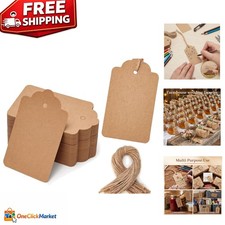 Versatile 100 Pack Brown Kraft Hang Tags with String - Ideal for Gifts  Retail