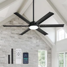 52 Inch Ceiling Fan with Lights and Remote Control, Black Industrial Fan Ligh...