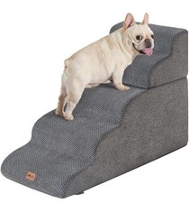 Made4Pets Dog Stairs Ramp for High Beds, 22.8" 5-Step Foam Pet Steps, Grey