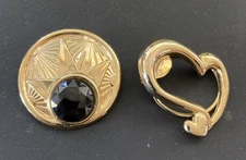 2 Gold Toned Scarf Clips 1 Marked Jeri-Lou 1 Unmarked