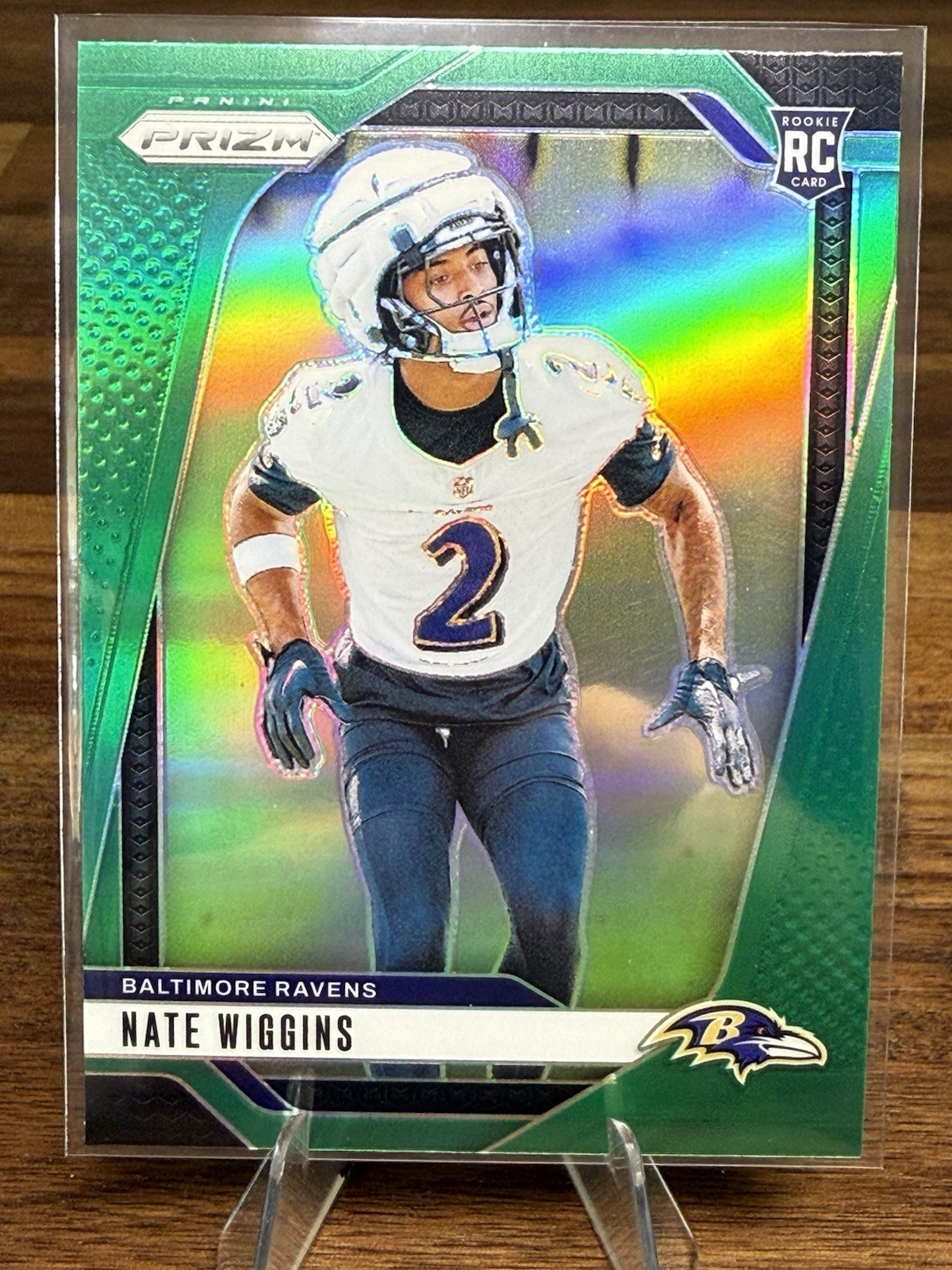 2024 Panini Prizm #380 Nate Wiggins RC Green Baltimore Ravens