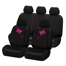 Butterfly Car Seat Covers Ful Set Fashion Full Set Black Rose Red Lace