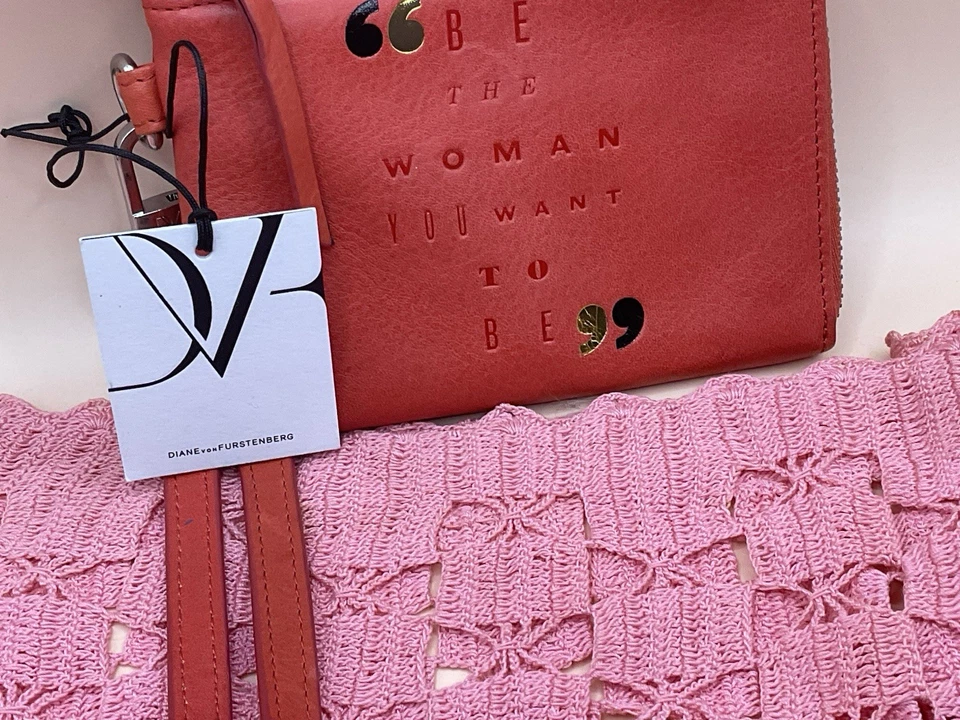 Diane Von Furstenberg Leather Wallet Wristlet Be The Woman You Want To Be NWT - Image 3 of 4