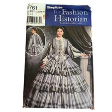 Uncut Simplicity 9761 Pattern Size RR 14-20 Blue Civil War Dress Martha McCain