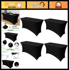 6ft Stretch Spandex Table Covers - 4 Pack Rectangular Fitted Tablecloths for Eve