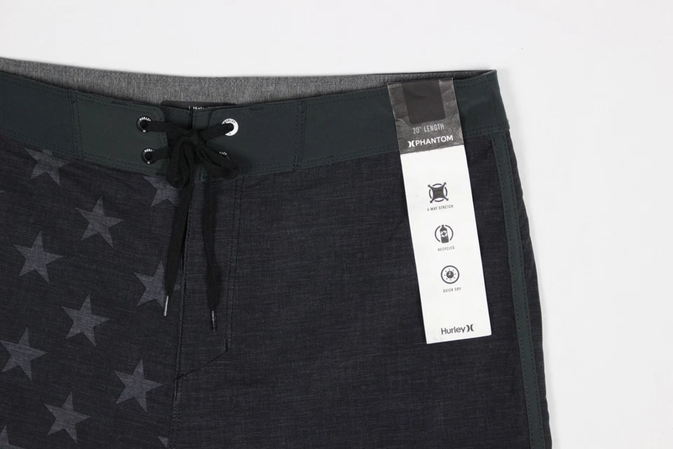 Hurley Men's Phantom Cheers Board Shorts 9" Inseam Black Stars Stripes AO2776 - Image 4 of 4